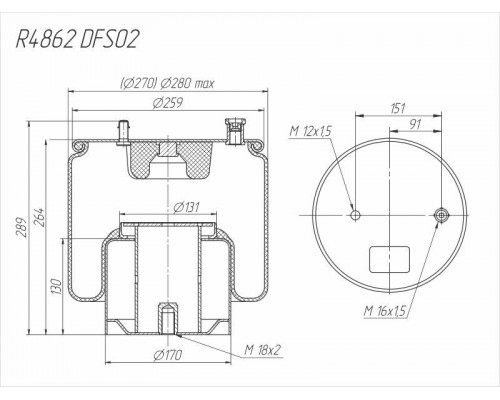 Cylinder (metal piston) R4862DFS02 (CONTITECH 4862N1P02)